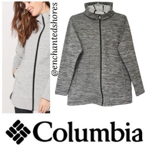 Columbia Hooded Jacket Warm Mid Weight Zip Up Coat Hood Grey Olive Green Size XL